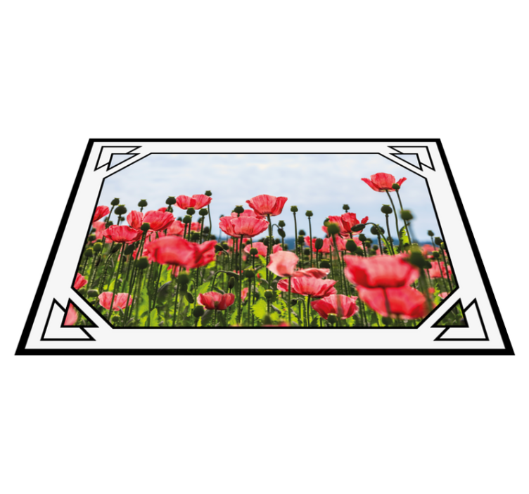 Kleurrijk klaprozenveld vinyl tapijt bloemen en planten - TenStickers