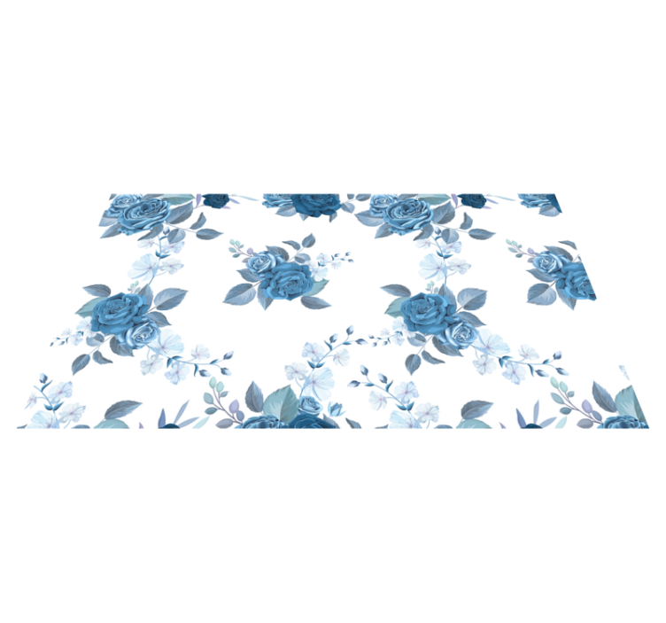 Blauw bloemstuk vinyl tapijt bloemen en planten - TenStickers