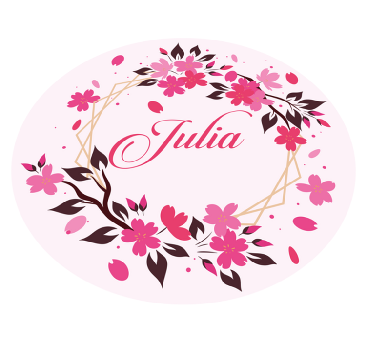 Botanische kroon met naam vinyl tapijt slaapkamer - TenStickers