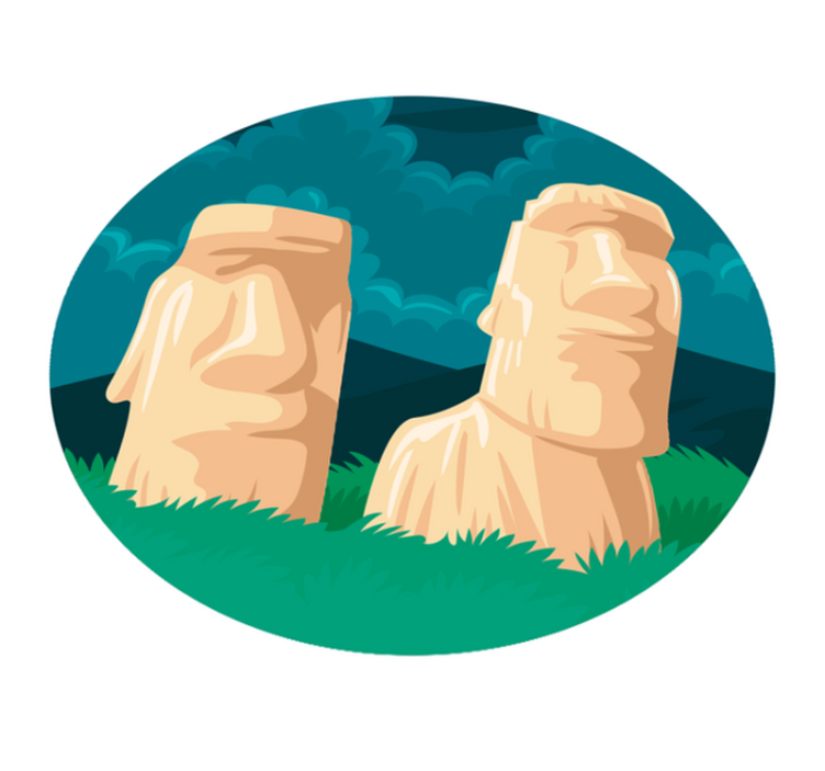 Moai-beelden silhouet vinyl tapijt wereldkaart - TenStickers