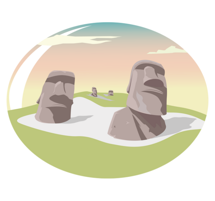 Moai stenen silhouetten vinyl tapijt natuur - TenStickers