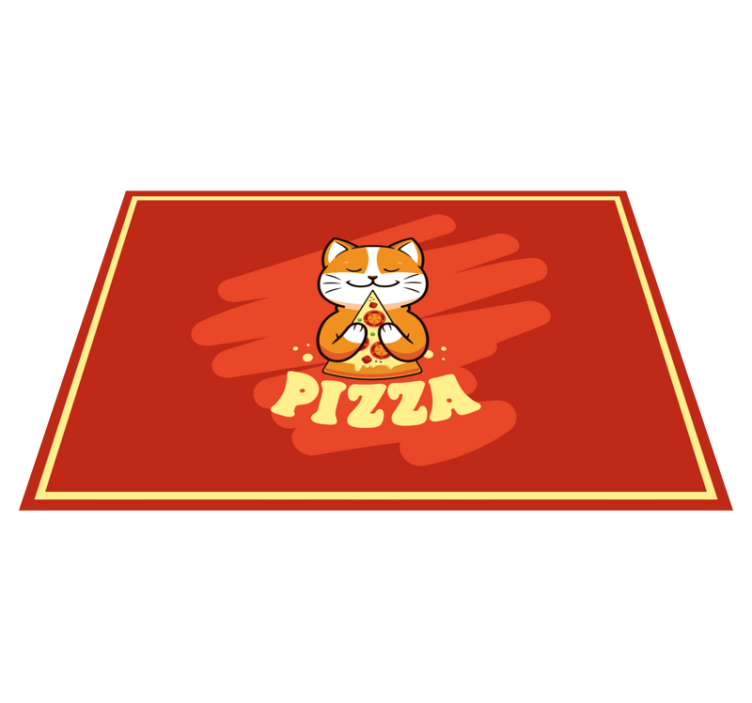 Schattige kat met pizza vinyl vloerkleed keuken - TenStickers