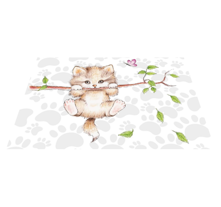 Schattig katje hangt dieren vinyl tapijt - TenStickers