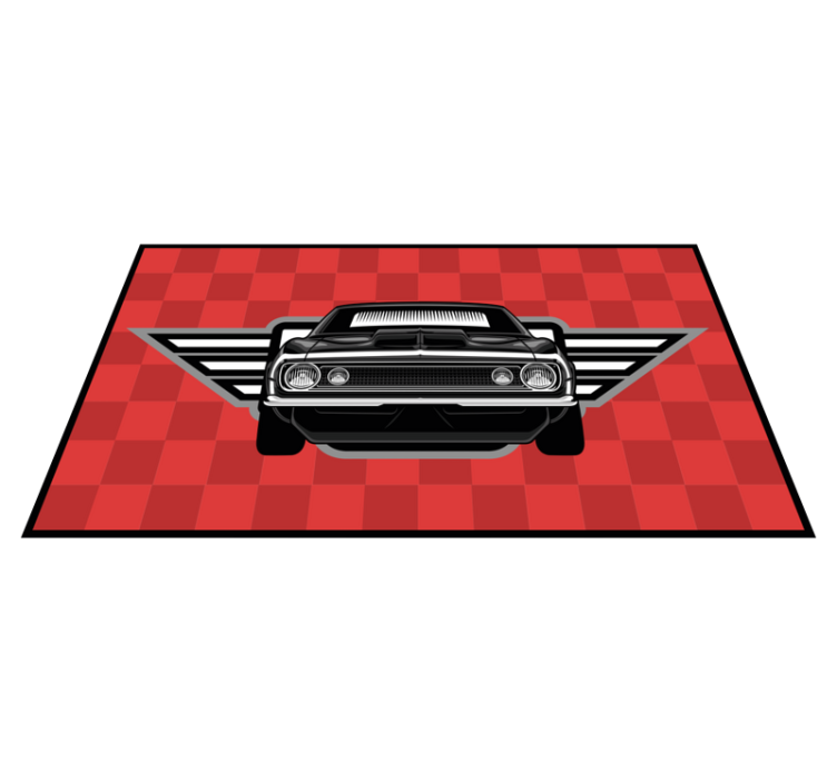 Geblokte muscle car vinyl tapijt voor meer kinderen - TenStickers