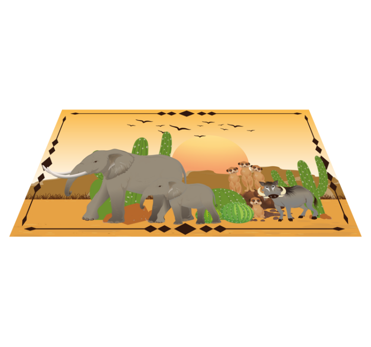 Schemering olifant expeditie vinyl tapijt natuur - TenStickers