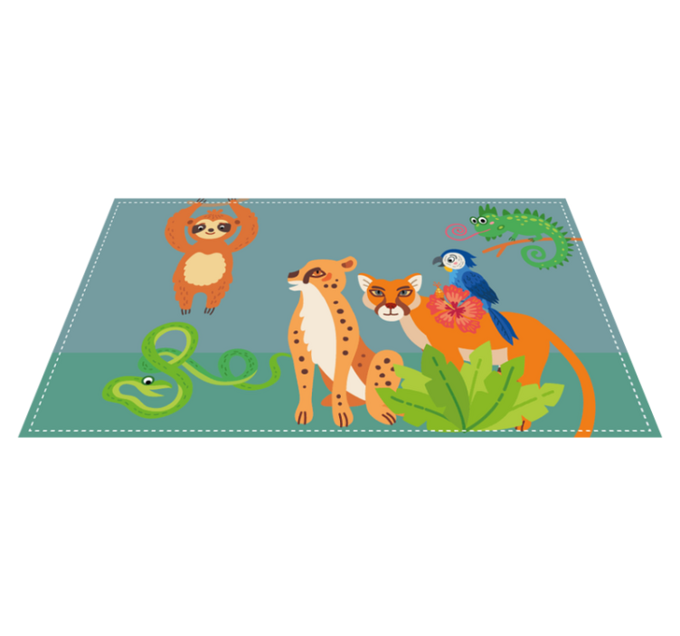 Dieren vinyl tapijt jungle dieren speelplaats - TenStickers