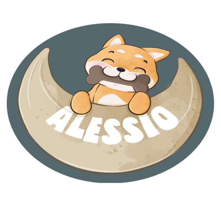 Puppy met bot en naam vinyl tapijt voor meer kinderen - TenStickers