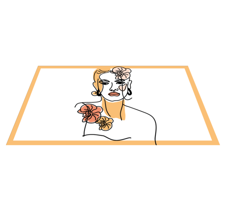 Stijlvol bloemenportret vinyl tapijt modern - TenStickers