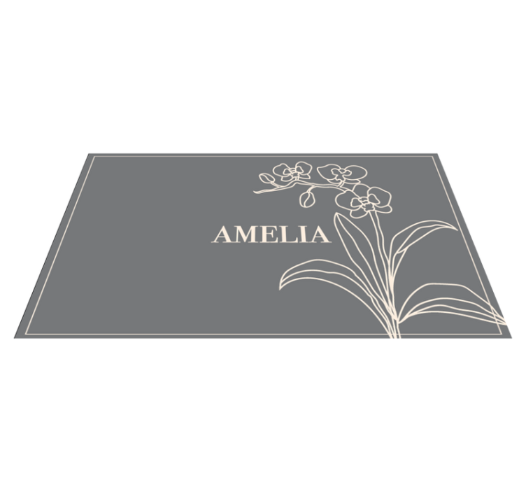 Elegante bloemen gepersonaliseerd vinyl tapijt met naam - TenStickers