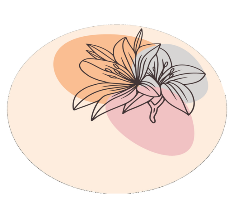 Lelie bloemenaccent vinyl vloerkleed rond - TenStickers