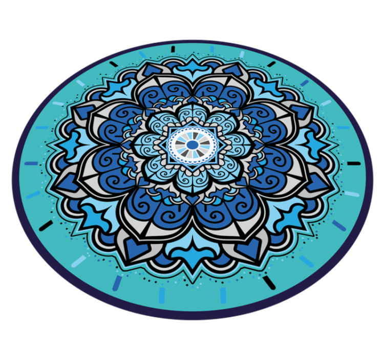 Ingewikkelde blauwe mandala vinyl vloerkleed rond - TenStickers
