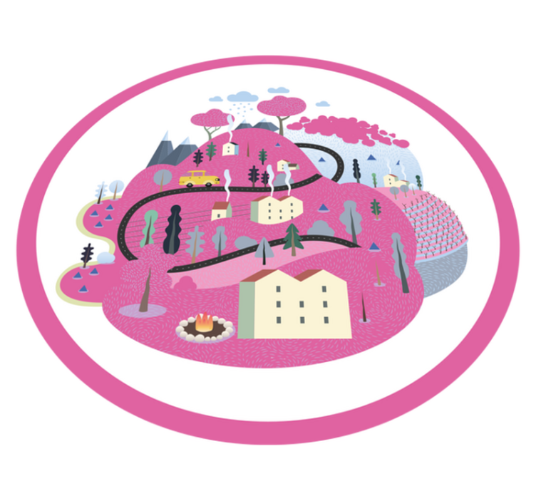 Kleurrijk dorpsgezicht vinyl tapijt snelweg - TenStickers