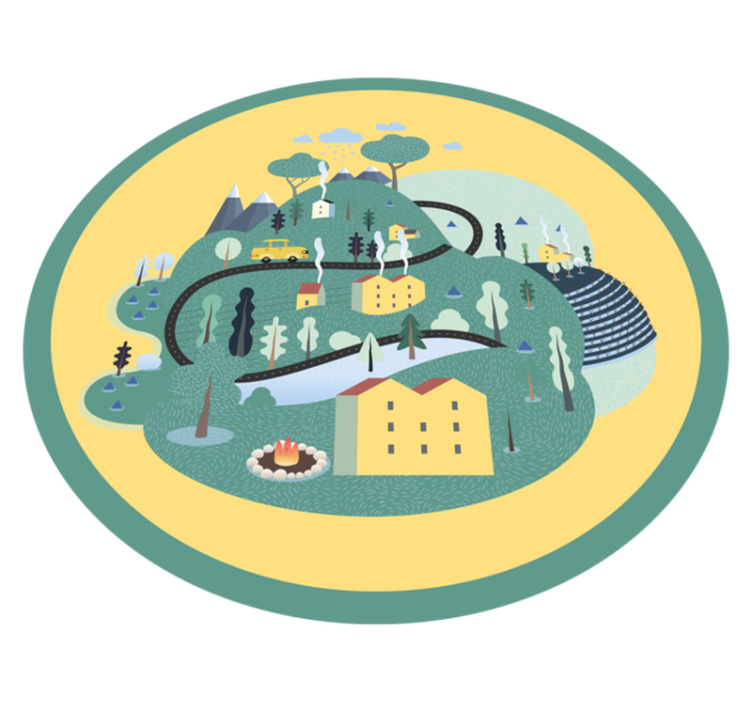 Speelse landschapsreis vinyl tapijt snelweg - TenStickers