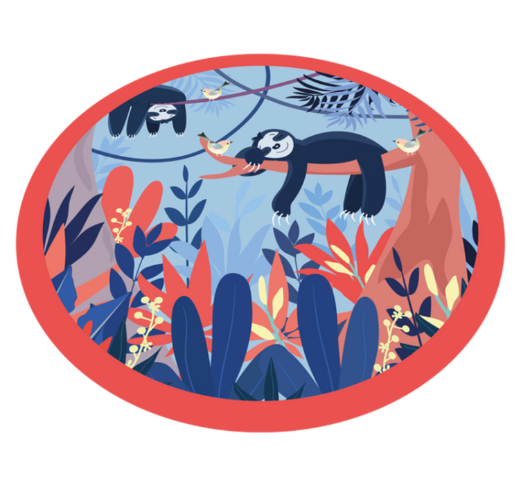 Luiaard jungle scène vinyl tapijt dierenprint - TenStickers