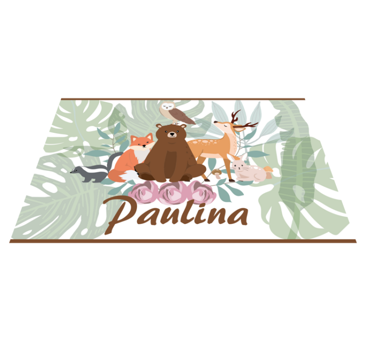 Dierenjungle vinyl tapijt met naam - TenStickers