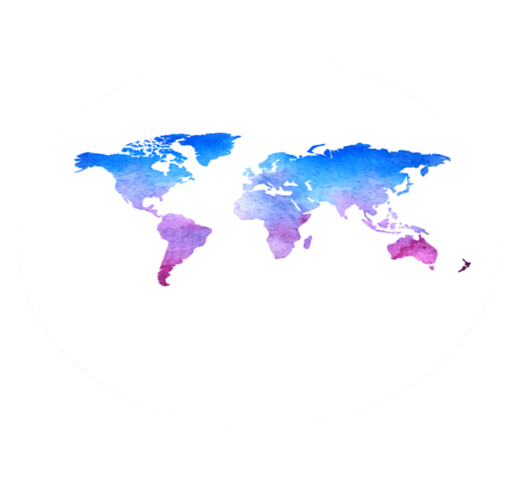 Rond Vinyl Tapijt met Wereldkaart in Aquarelstijl - TenStickers