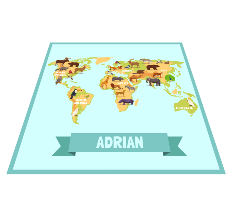 Vinyl tapijt met naam fauna ontwerp met naam - TenStickers