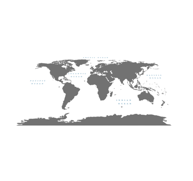 Gestileerde wereldkaart vinyl tapijt woonkamer - TenStickers