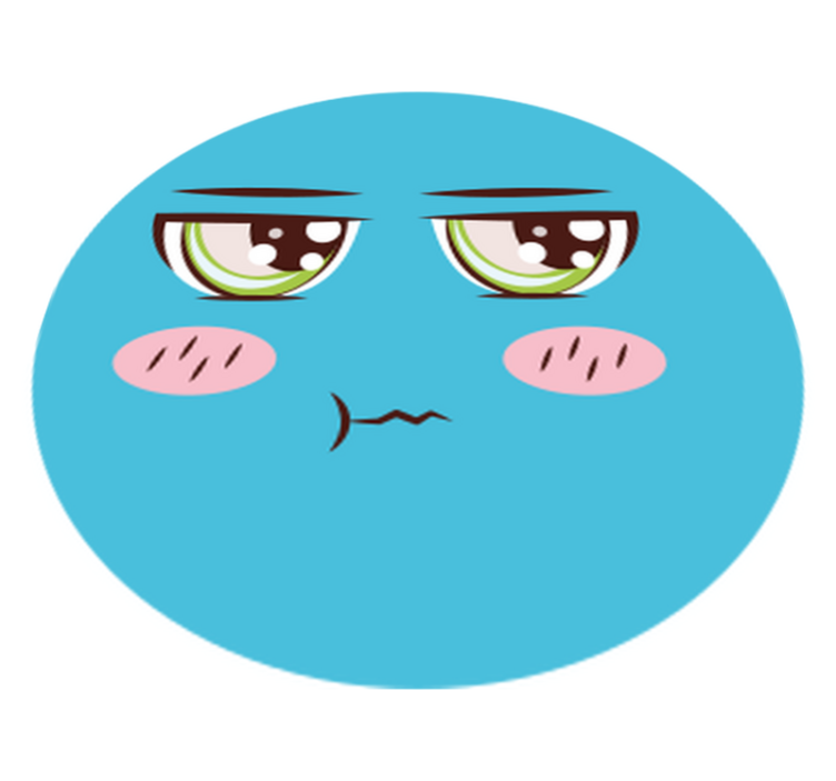 Verdrietig cartoongezicht vinyl vloerkleed rond - TenStickers