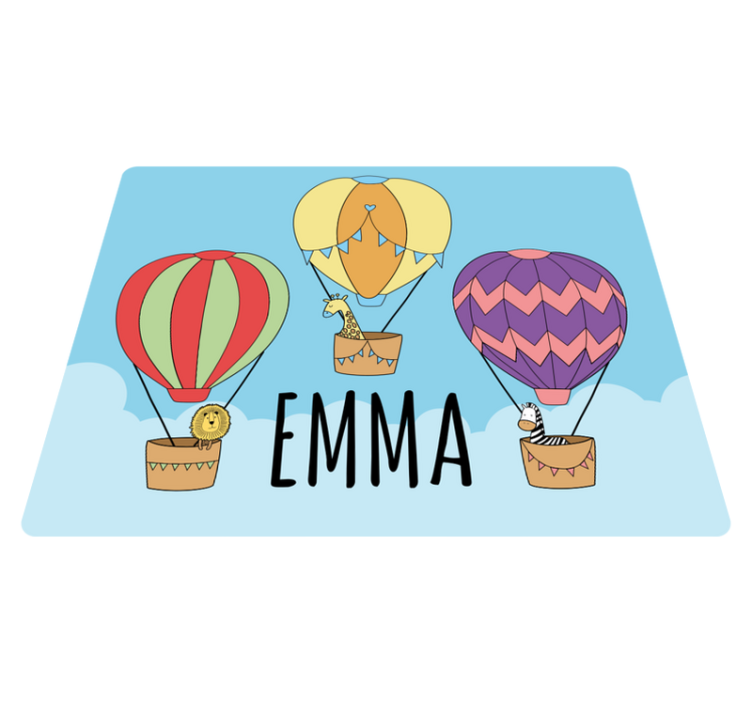 Kleurrijke luchtacrobatiek vinyl tapijt met naam - TenStickers