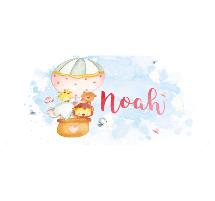 Ballonavontuur met naam vinyl tapijt baby - TenStickers