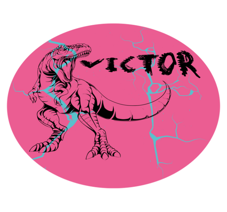 Roze t-rex met naam vinyl tapijt voor meer kinderen - TenStickers