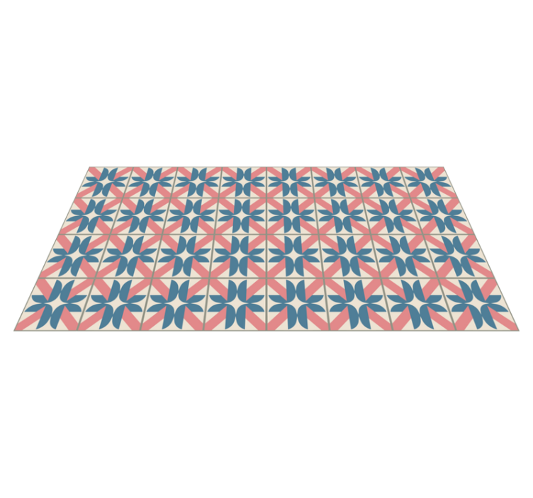 Roze blauw geometrisch patroon vinyl tapijt tegels - TenStickers