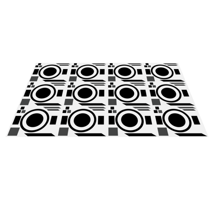 Scherpe zwarte cirkels vinyl tapijt geometrisch - TenStickers