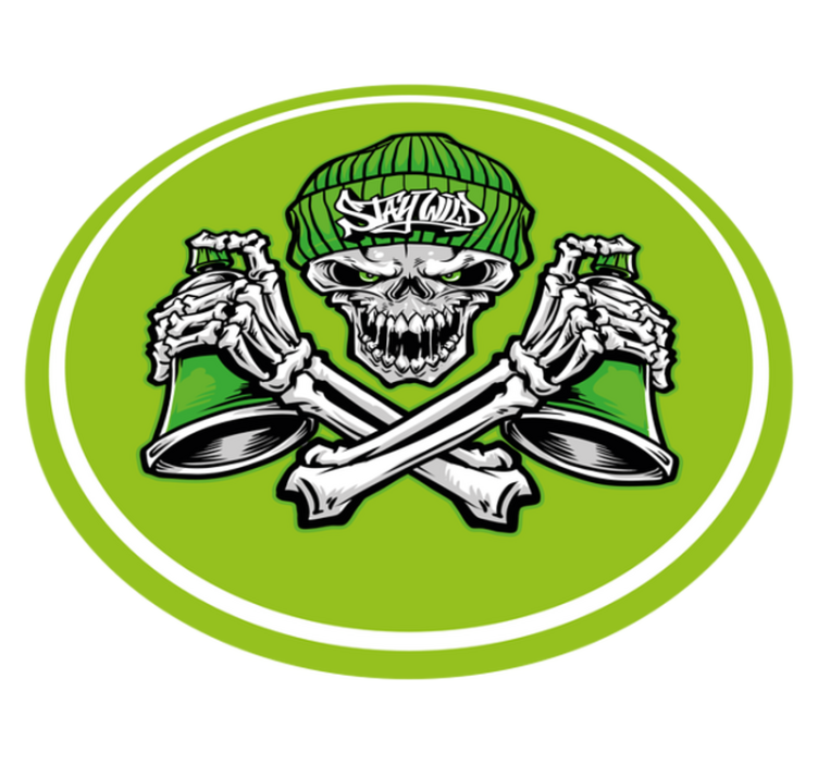 Schedel en drankjes vinyl vloerkleed rond - TenStickers