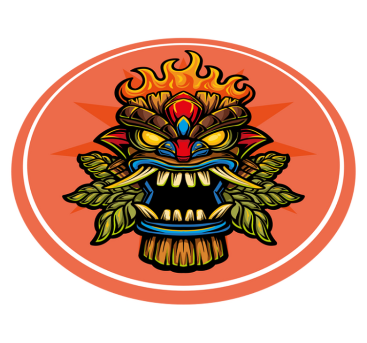 Tiki-masker vinyl tapijt tiener - TenStickers