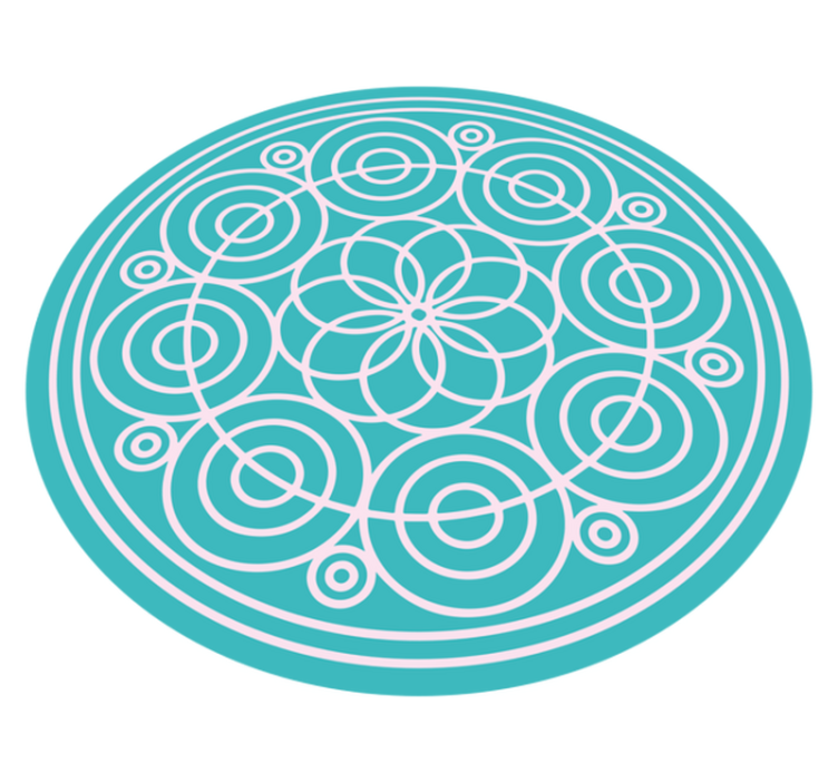 Turquoise cirkelvormig patroon vinyl tapijt mandala - TenStickers