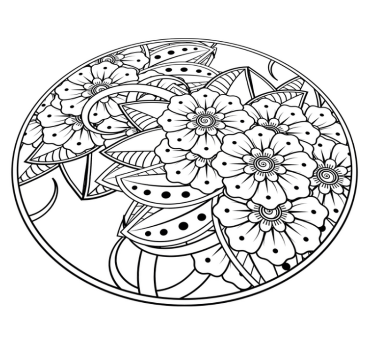 Bloemenmandala-stijl vinyl tapijt mandala - TenStickers