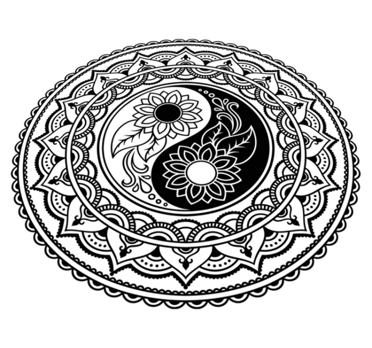 Yin yang zonnebloemen vinyl tapijt mandala - TenStickers