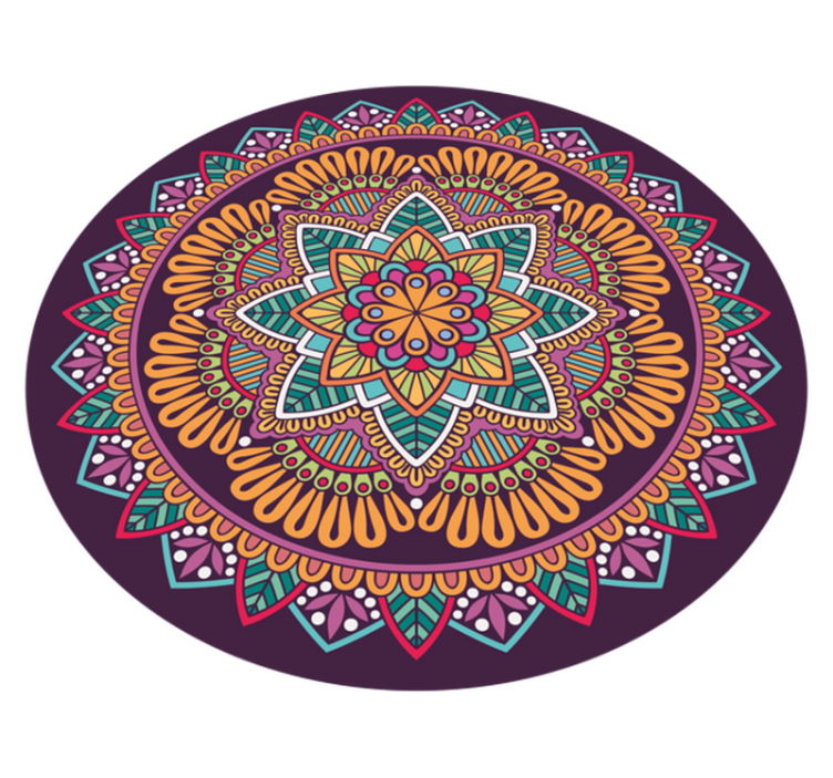 Levendig bloeiend element vinyl tapijt mandala - TenStickers