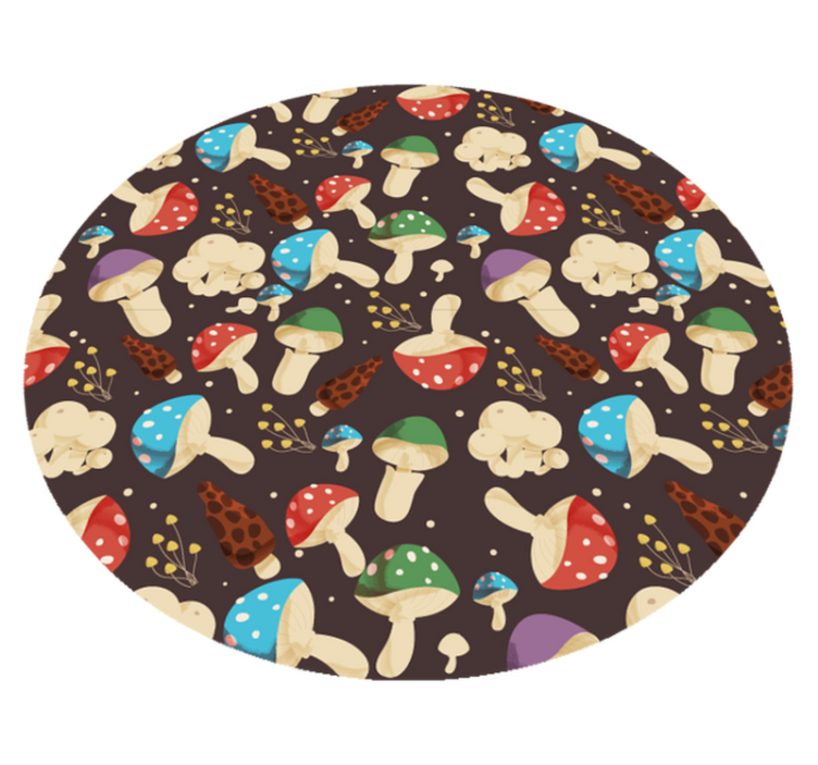 Levendig assortiment paddenstoelen vinyl vloerkleed rond - TenStickers