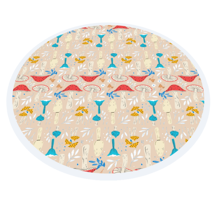 Door de natuur geïnspireerde patronen vinyl vloerkleed rond - TenStickers