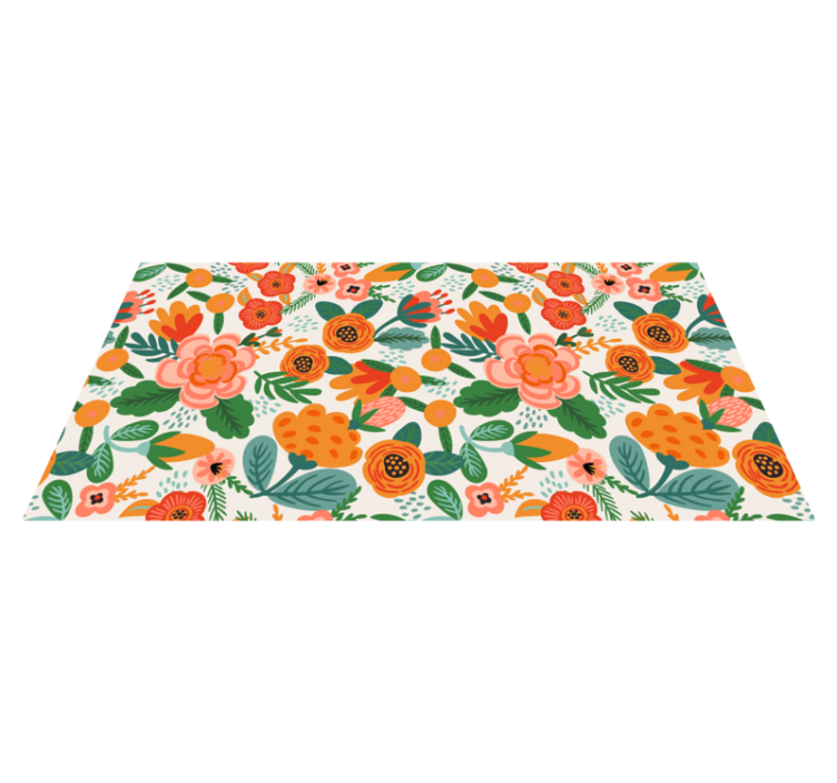 Vinyl tapijt bloemen en planten bloemenweide patroon - TenStickers