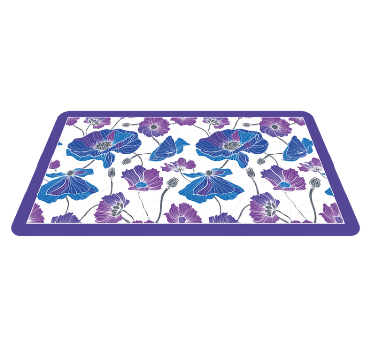 Blauwe botanische droom vinyl tapijt bloemen en planten - TenStickers