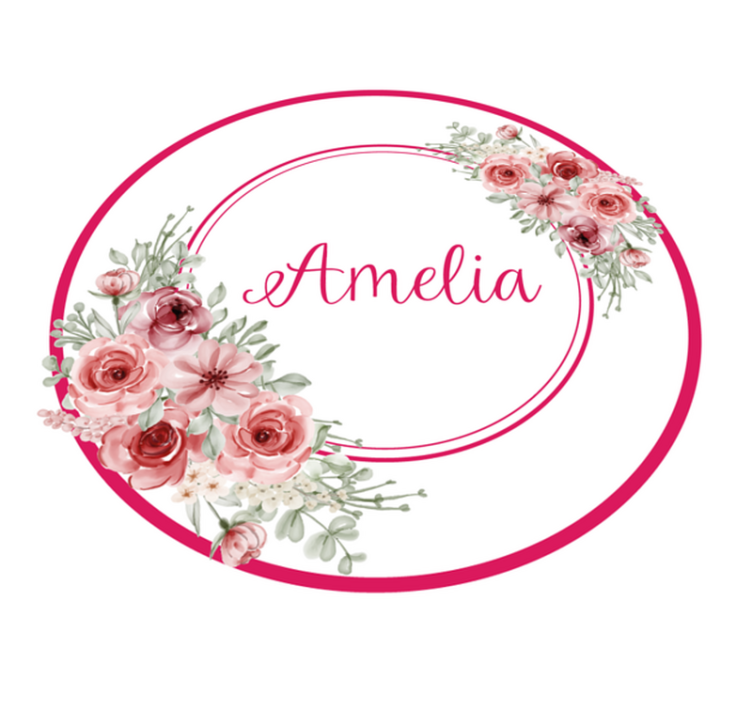 Bloemenmonogram met naam vinyl tapijt slaapkamer - TenStickers