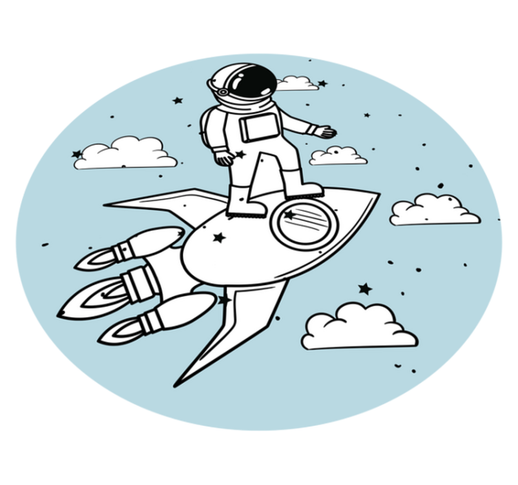 Astronaut raket avontuur vinyl tapijt kind - TenStickers