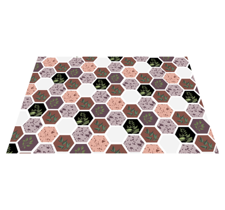 Hexagonaal bladpatroon vinyl tapijt natuur - TenStickers