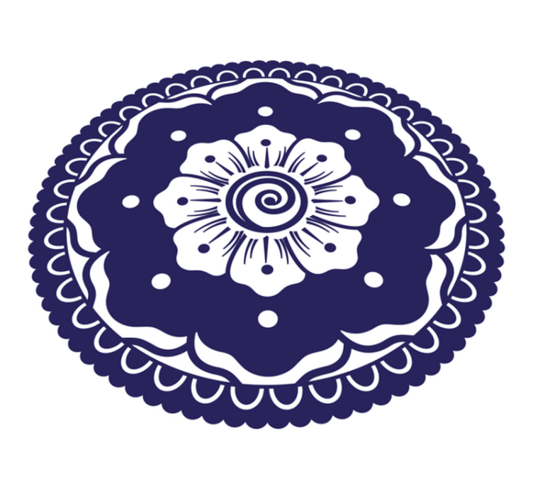 Marineblauw bloemstuk vinyl tapijt mandala - TenStickers