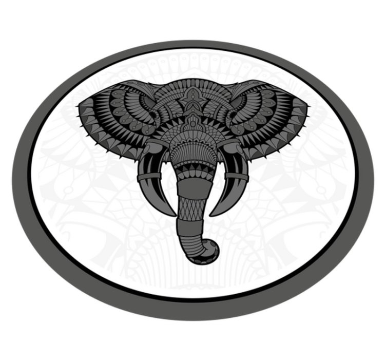 Olifant grijze mandala dieren vinyl tapijt - TenStickers