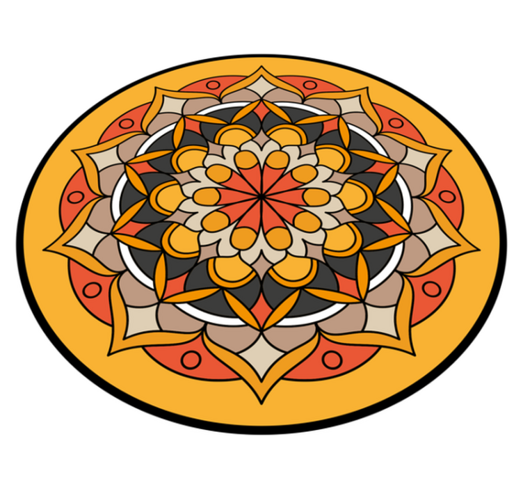 Levendig mandala-element vinyl vloerkleed rond - TenStickers