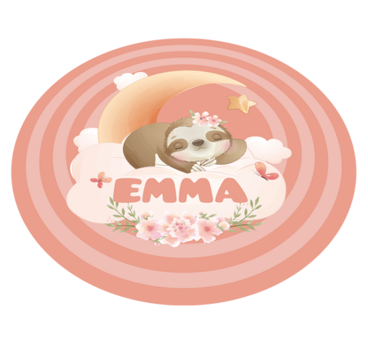 Schattig luiaardontwerp vinyl tapijt met naam - TenStickers