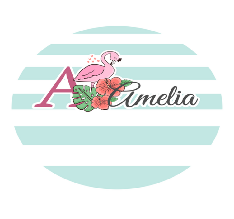 Flamingo decoratie vinyl tapijt met naam - TenStickers