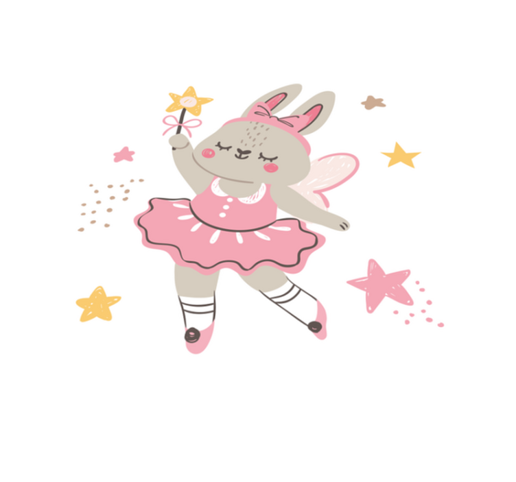 Dansend konijn met toverstaf vinyl tapijt kind - TenStickers