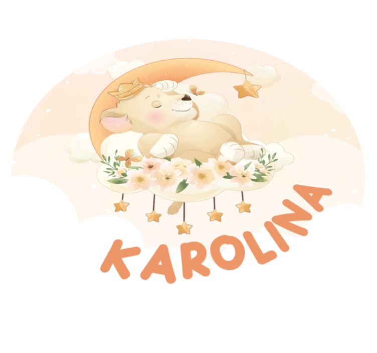 Slaperige leeuw vinyl tapijt met naam - TenStickers