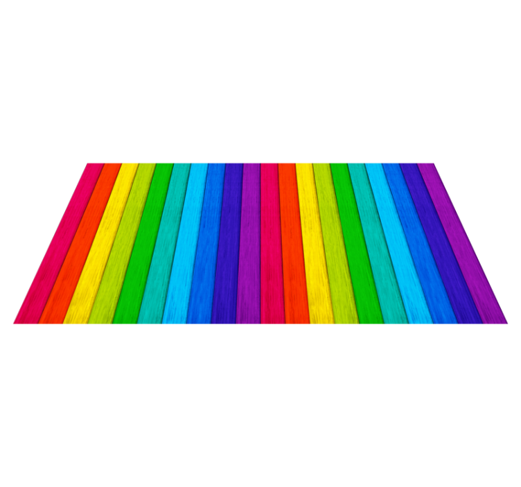 Regenboog gestreepte lay-out vinyl tapijt met houtstructuur - TenStickers