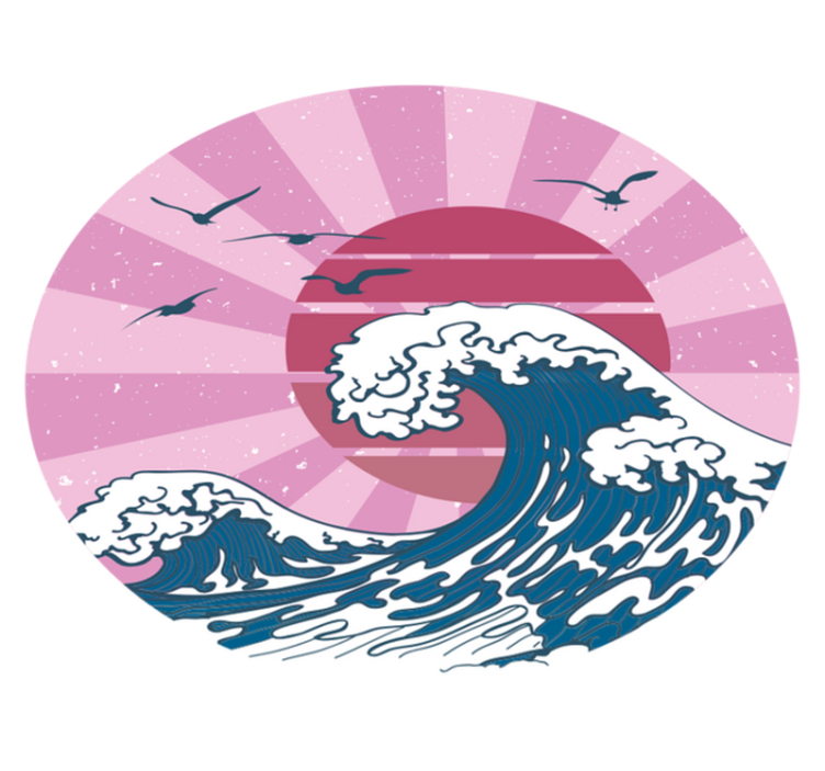 Kanagawa roze golf vinyl tapijt geometrisch - TenStickers